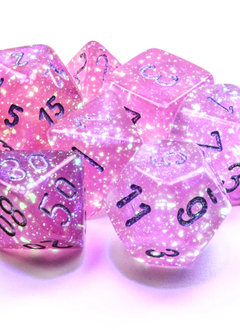 27584 - 7pc Borealis Pink w/ Silver Dice Set Luminary (Glow-in-the-Dark)