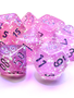 27584 - 7pc Borealis Pink w/ Silver Dice Set Luminary (Glow-in-the-Dark)