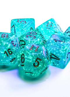 Borealis Teal/Gold Luminary 7 Dice Set