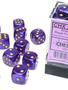 27787 - 12D6 Borealis Royal Purple w/ Gold Luminary  Dice Set (Glow-in-the-Dark)
