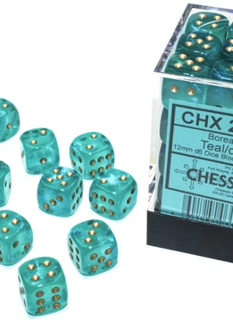 27985 - 36D6 Borealis Teal w/ Gold Dice Set Luminary (Glow-in-the-Dark)