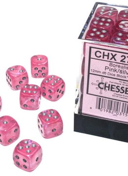 27984 - 36D6 Borealis Pink w/ Silver Dice Set Luminary (Glow-in-the-Dark)