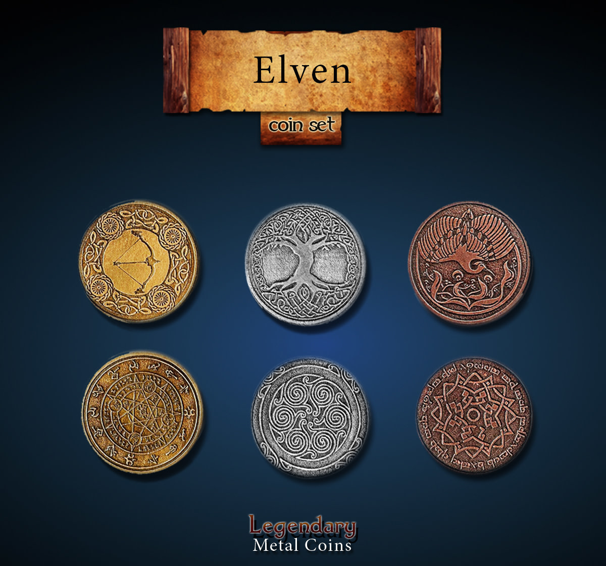 Legendary Metal Coins: Elven (24pcs)