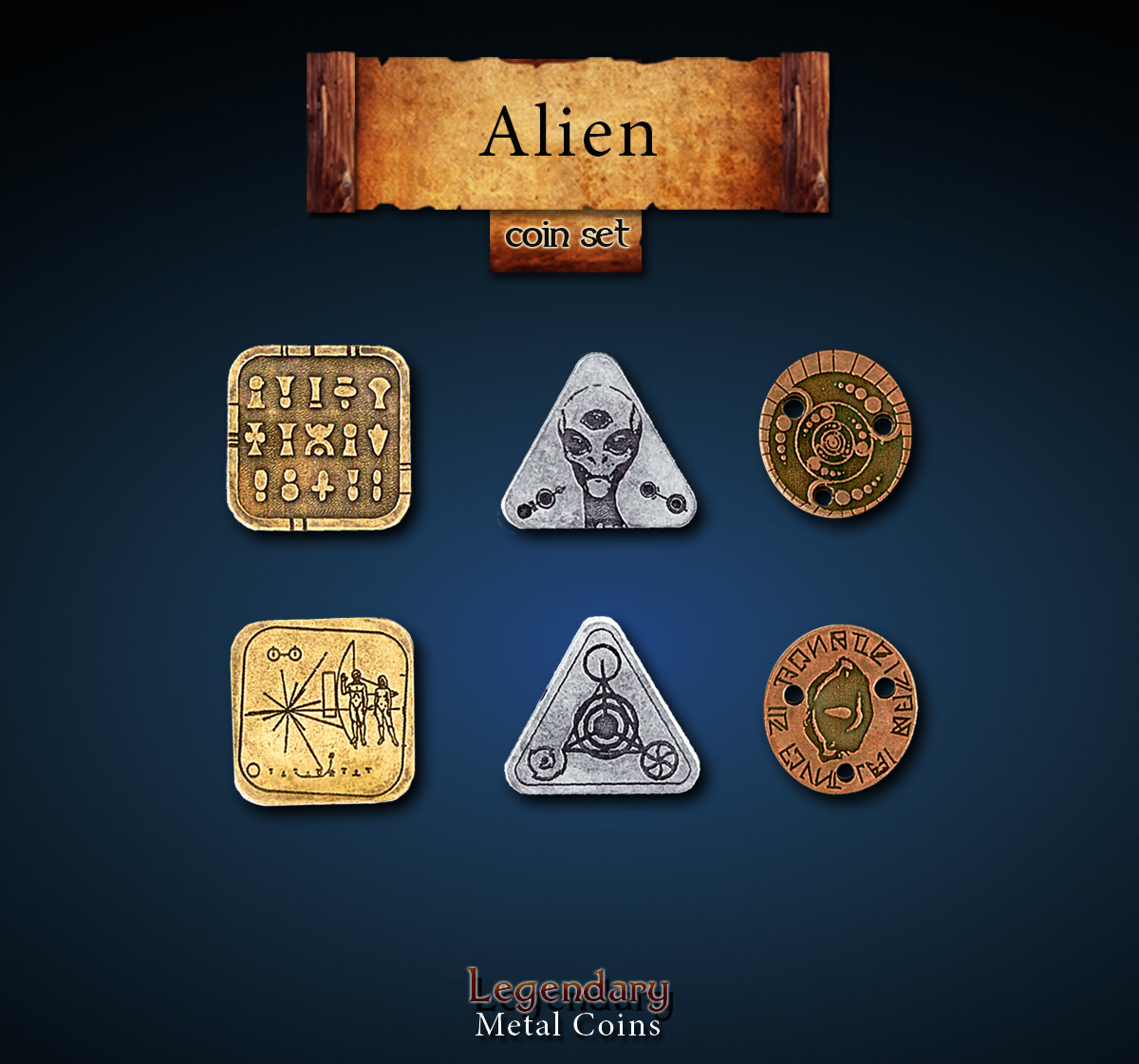 Legendary Metal Coins: Alien (24pcs)