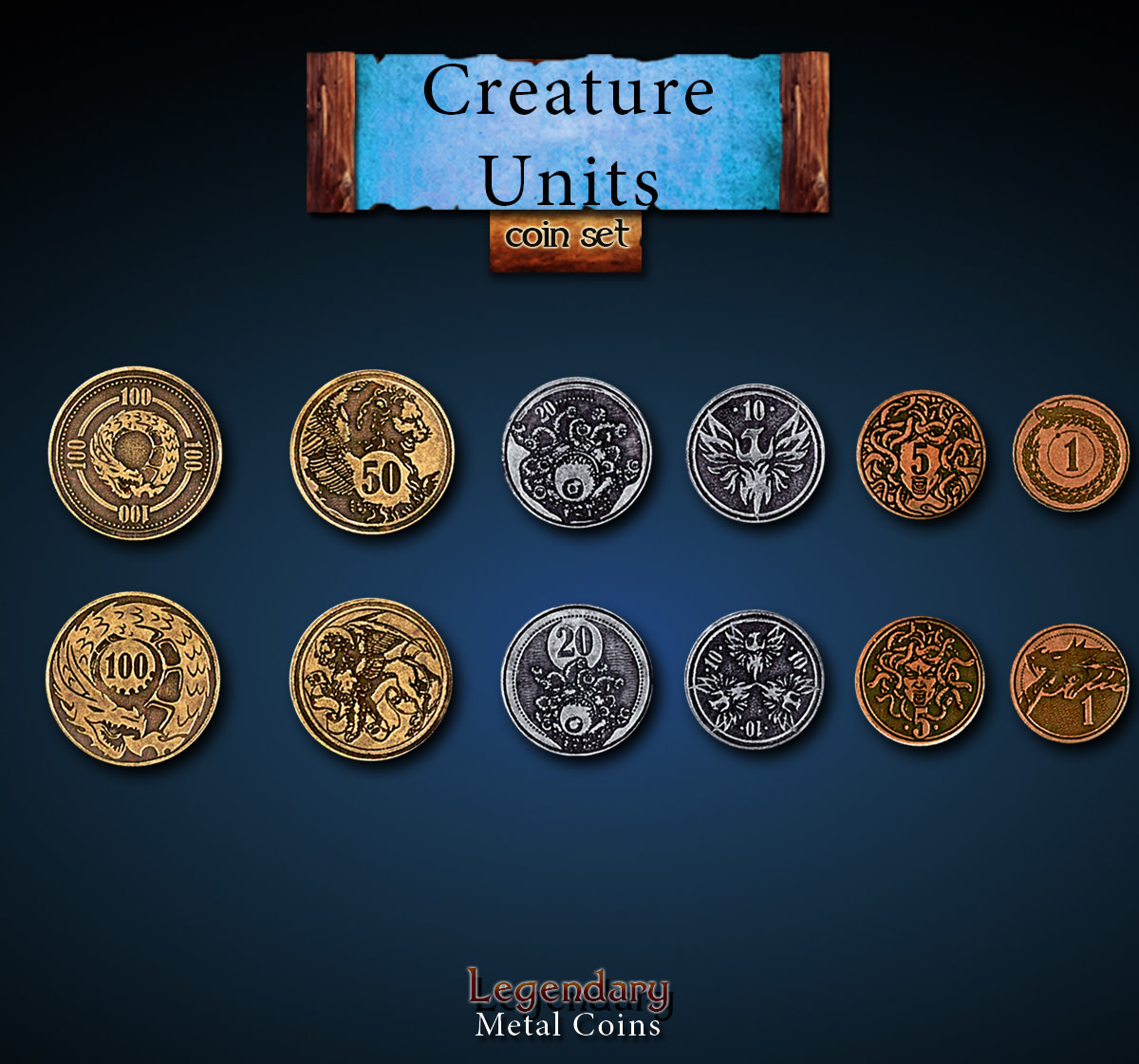 Legendary Metal Coins: Creature Units (30pcs)