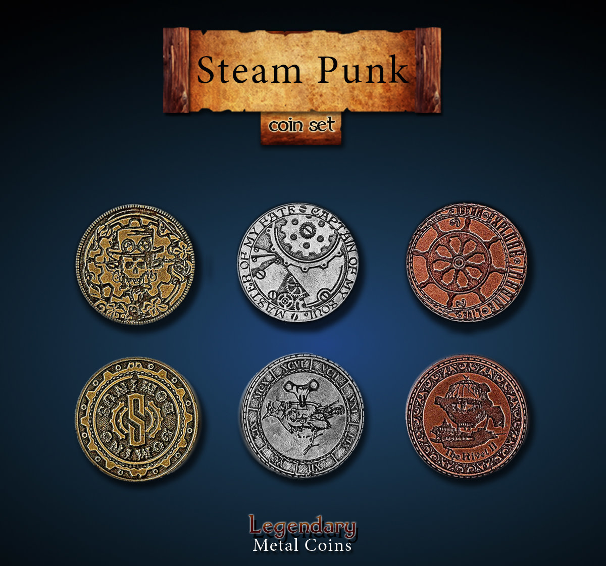 Legendary Metal Coins: Steampunk (24pcs)
