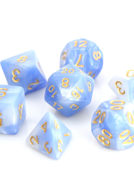 RPG Dice Set: Blue / White Marble