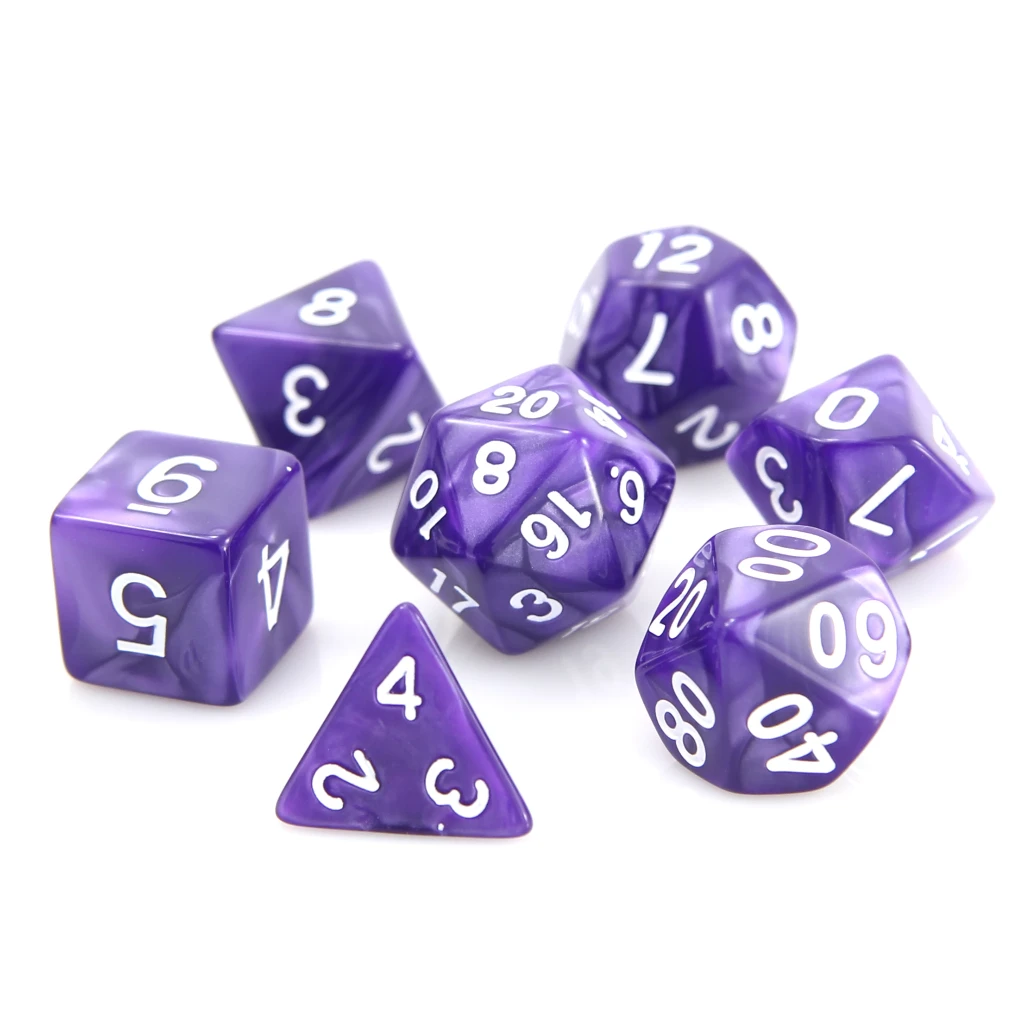 RPG Dice Set: Purple Swirl w/ White