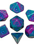 Mini-Dés Polyédriques: Mauve / sarcelle avec chiffres bleus