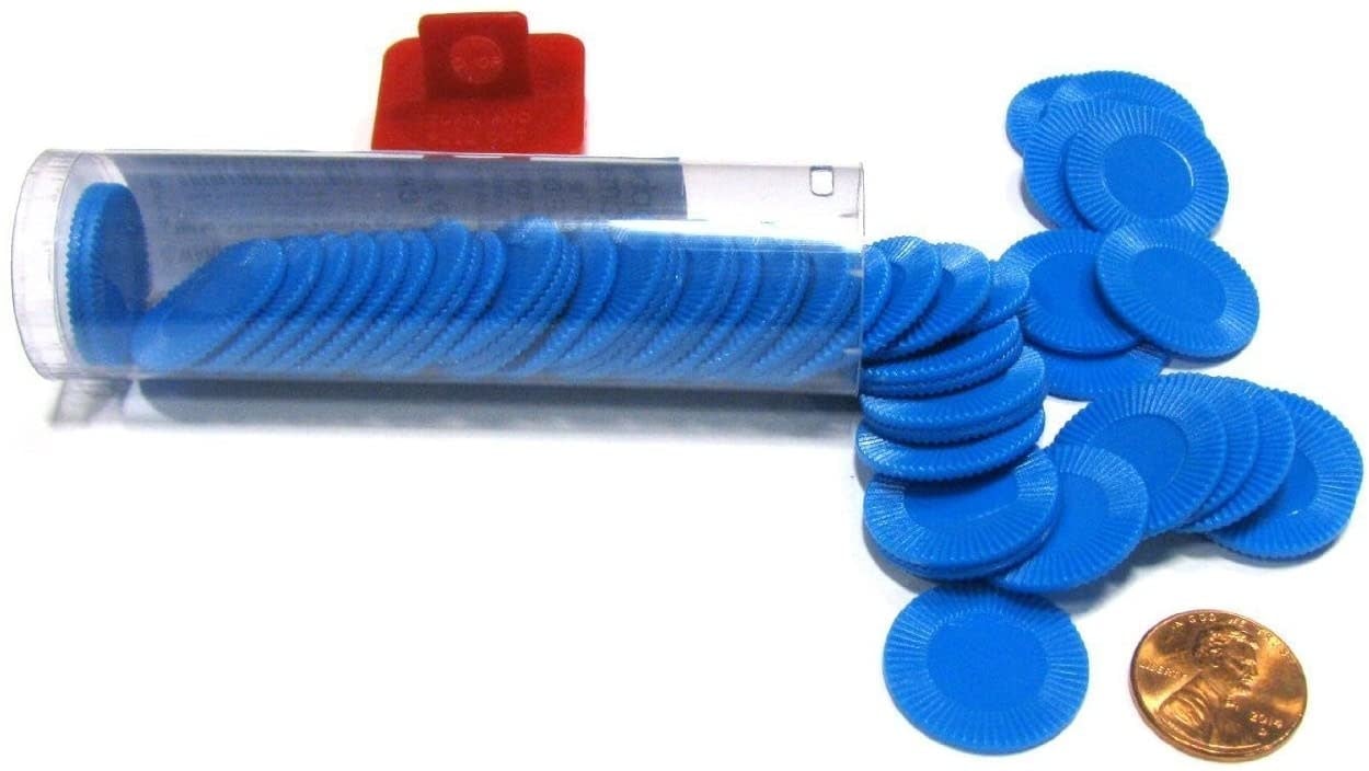 Mini Poker Chip Tube - Blue (50)