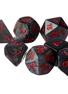 27478: 7pc DIce Set Velvet Black with Red