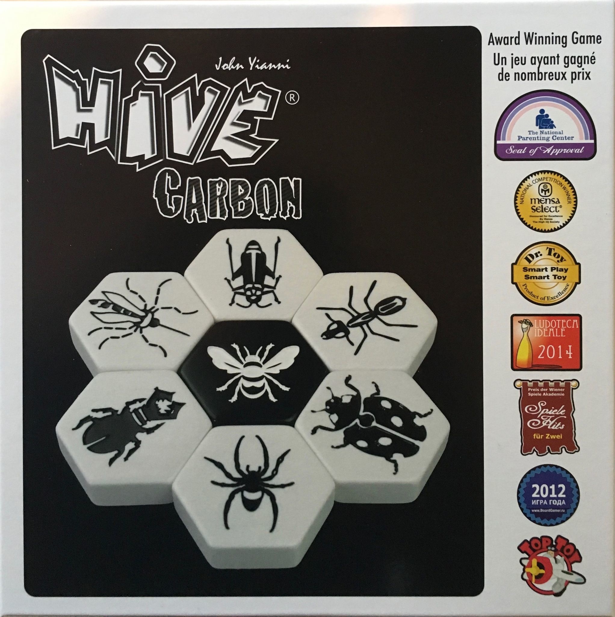 Hive Carbon Gioco Da Tavolo – Versione Bianco E Nero Con Pedine Coccinella E Zanzara – Regolamento In Italiano – 2 Giocatori