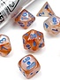 30045: 7pc Borealis Rose Gold w/ Light Blue Luminary Dice Set (Glow-in-the-Dark)