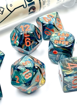 30049: 7pc Lustrous Alpestris w/ Orange Dice Set