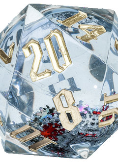 D20 Snow Globe  Gold Ink and Silver Glitter 54 mm