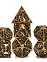 7pc Hollow Dragon Metal Dice Set - Antique Brass