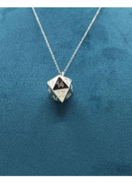 Silver D20 Necklace with Chain