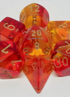 26468: Gemini 7-die Set Translucent Red-yellow/Gold