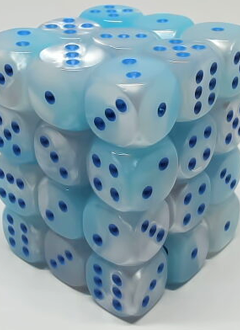 26865: 36D6 perlé sarcelle-blanc avec points bleus