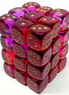 26867: 36D6 transparent rouge-violet avec picots dorés