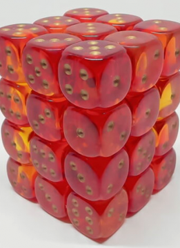 26868: 36D6  transparent rouge-jaune avec points dorés