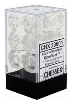 Dice: Translucent 12d6 Clear/White
