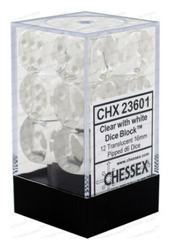 Dice: Translucent 12d6 Clear/White
