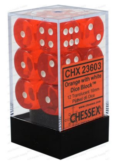 23603 Dice: Translucent 12d6 Orange/White