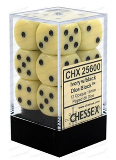 Dice: Opaque 12D6 Ivory/Black