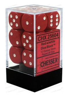 Dice: Opaque 12D6 Red/White