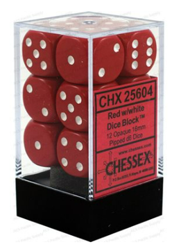 Dice: Opaque 12D6 Red/White