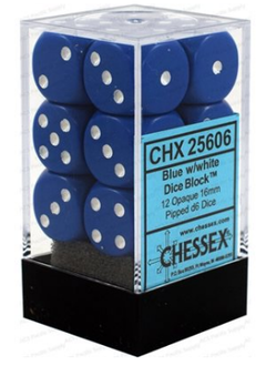 25606 Dice: Opaque 12D6 Blue/White