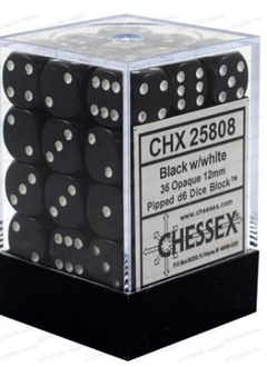 Dice: Opaque 12mm D6 Black/White