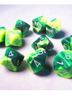 Dice Gemini 10D10 Green-Yellow/Silver