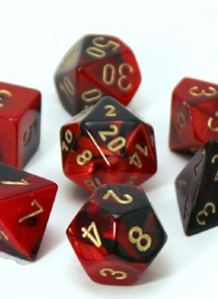 26433 Gemini Black-Red w/Gold 7 dice set