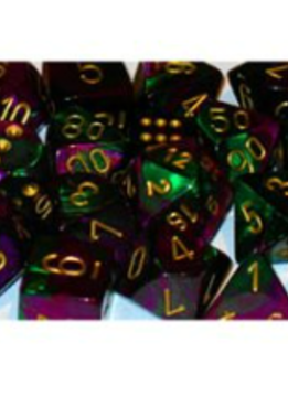 26434: Green-Purple/gld poly (7) dice set