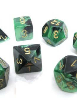 26439: 7 die set (Black-Green/gold)