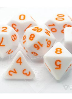 Dice: 7-Set White with Pastel Orange