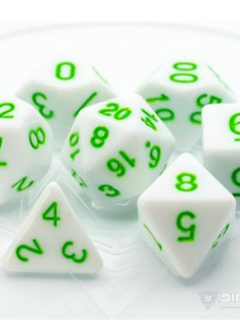 Dice: 7-Set White with Pastel Green