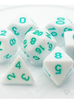 Dice: 7-Set White with Pastel Teal