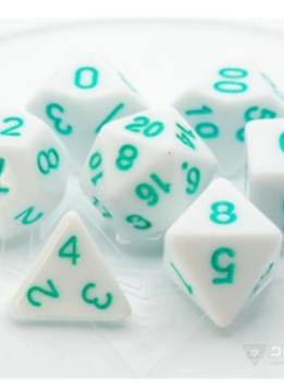 Dice: 7-Set White with Pastel Teal