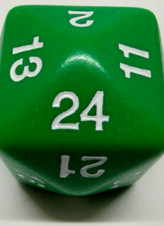 D24 Opaque vert avec chiffres blancs