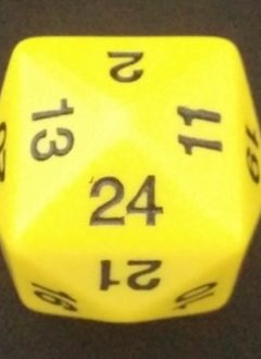 D24 Opaque jaune avec chiffres blancs