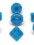 Mini-Dés Polyédriques: Glow - Bleu avec chiffres noirs