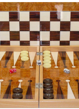 Backgammon: 19'' Burl Wood Style