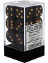 25628: 12D6 Opaque Black/Gold Dice Set