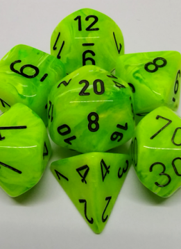 27430 Bright Green w/Black Vortex Polyhedral 7-die set