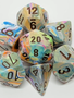 27441: 7pc Dice Set Festive Vibrant w/ Brown