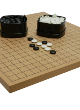 Go Board: Wooden Board with Glass Black/White Stones (jeu de go)