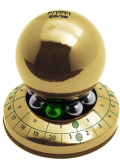 RPG DIce Spinner: D20 + D10 Gold with Green Indicator